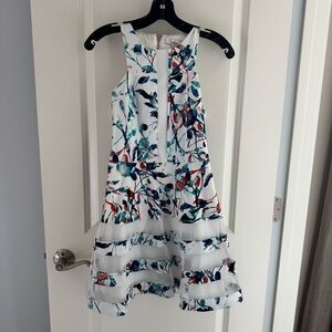 Parker White, Green, Blue Floral Mini Dress | S